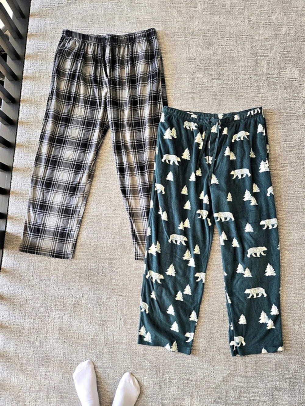 St. John's Bay Fleece Pajama Pants Lot of 2 Plaid & Bear Print XL